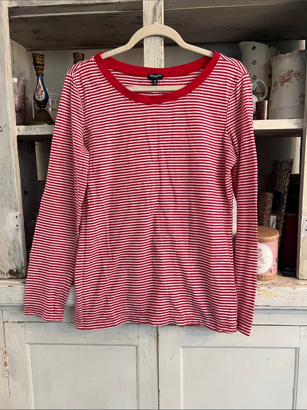 Splendid Red & White Striped Long Sleeve Crewneck Size Large